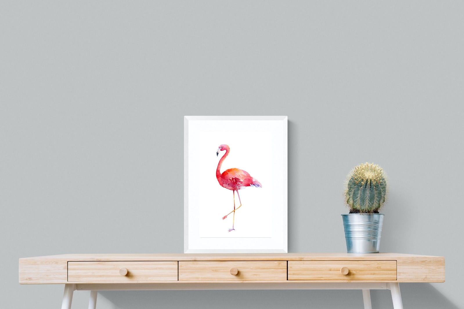 Watercolour Flamingo #2-Wall_Art-45 x 60cm-Framed Print-White-Pixalot