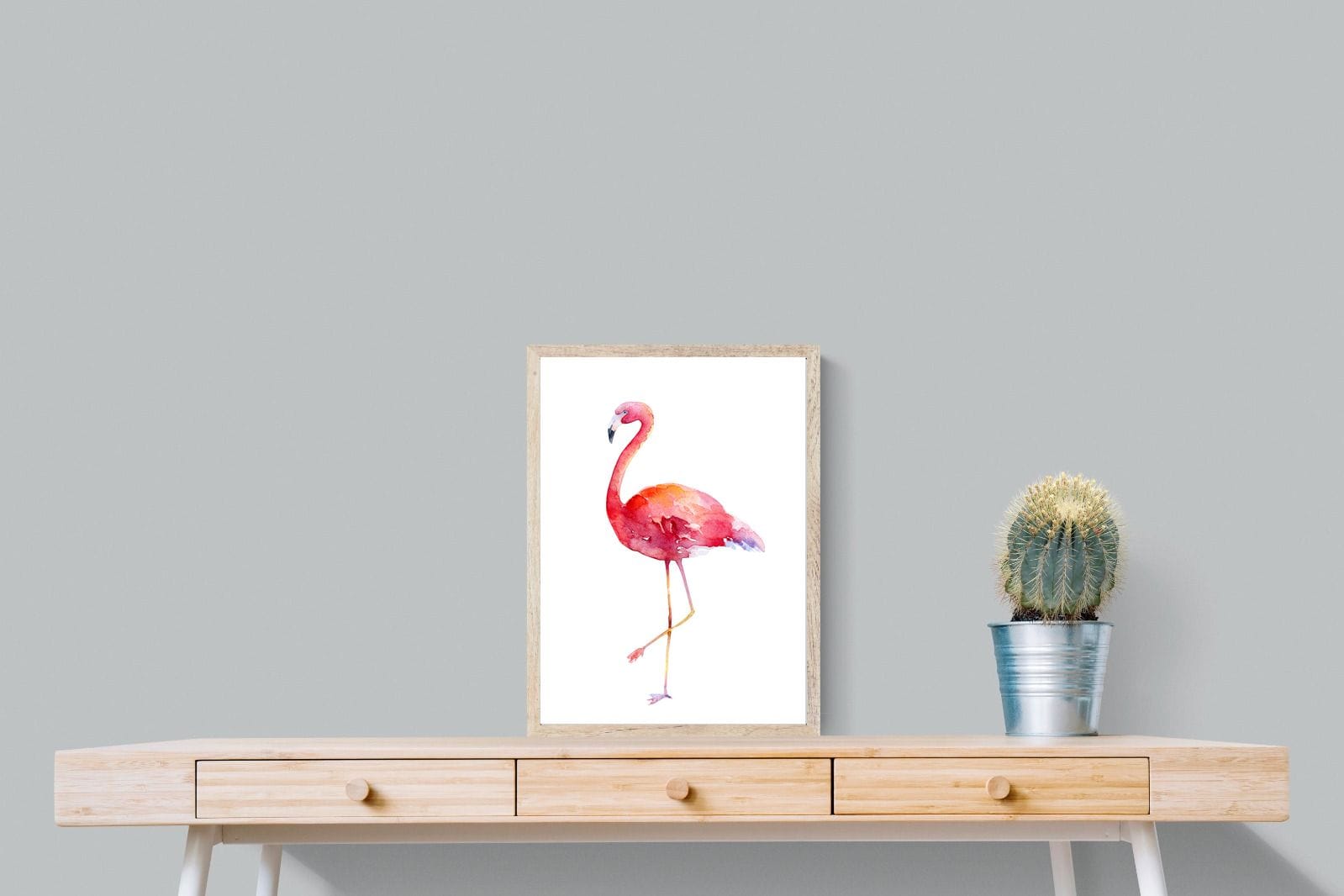 Watercolour Flamingo #2-Wall_Art-45 x 60cm-Mounted Canvas-Wood-Pixalot