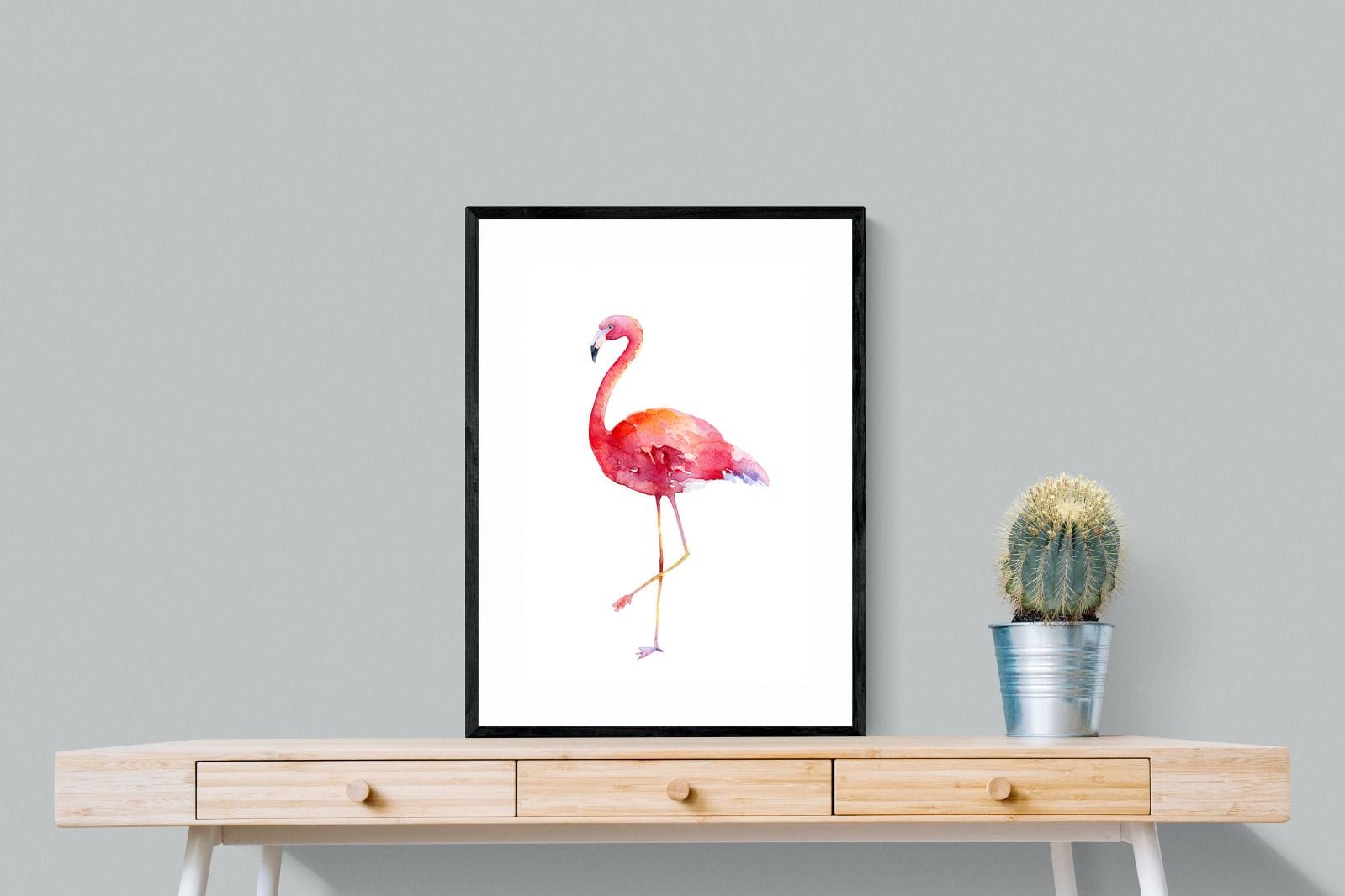 Watercolour Flamingo #2-Wall_Art-60 x 80cm-Framed Print-Black-Pixalot