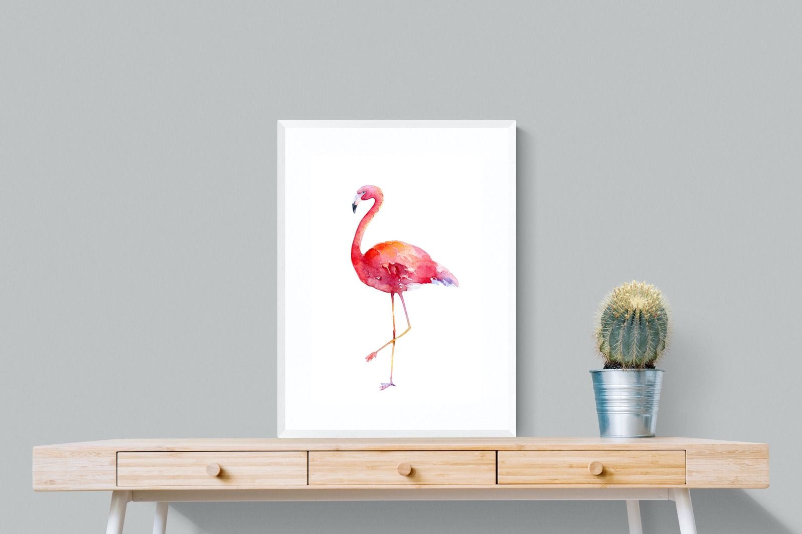 Watercolour Flamingo #2-Wall_Art-60 x 80cm-Framed Print-White-Pixalot