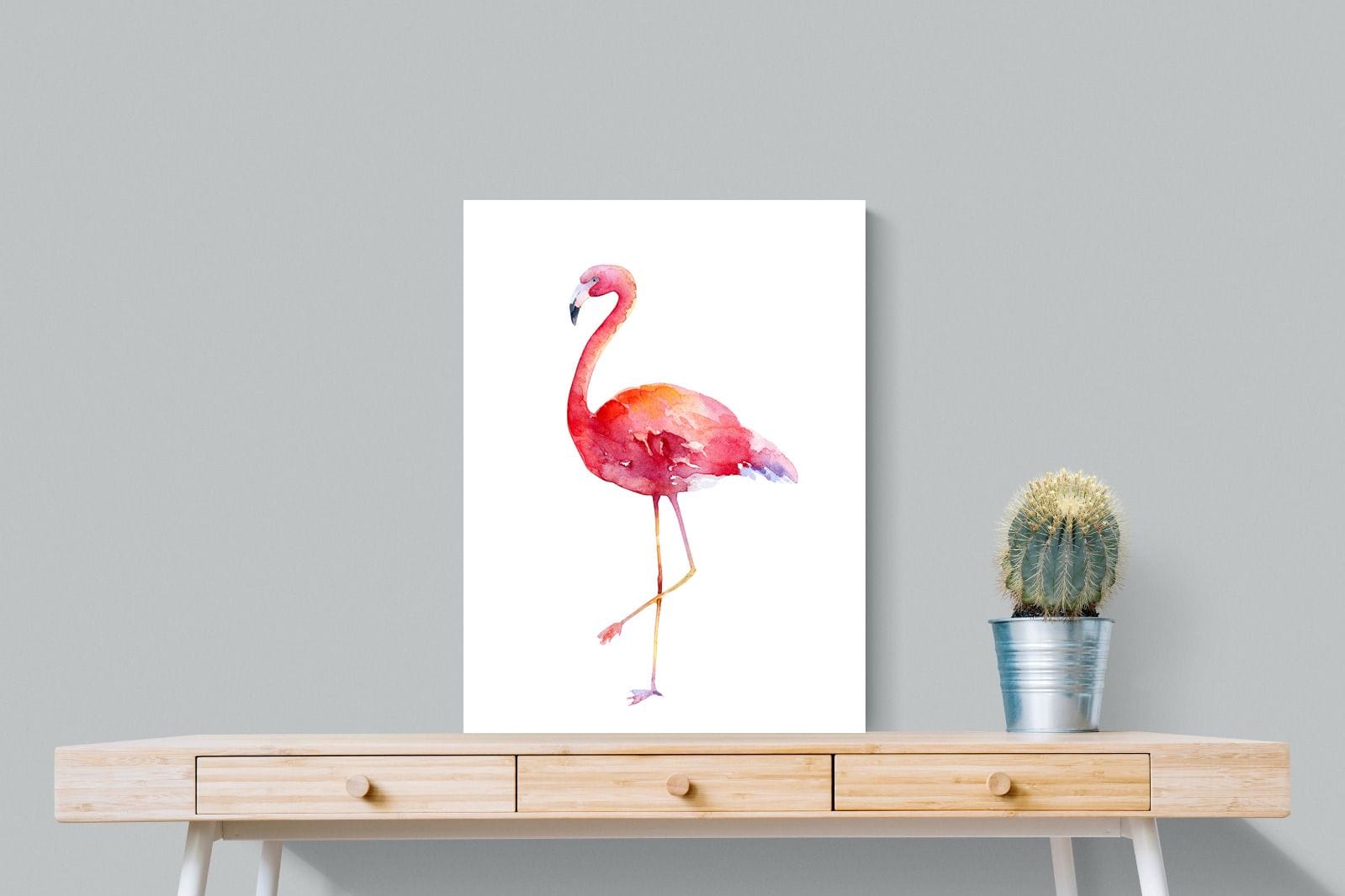 Watercolour Flamingo #2-Wall_Art-60 x 80cm-Mounted Canvas-No Frame-Pixalot