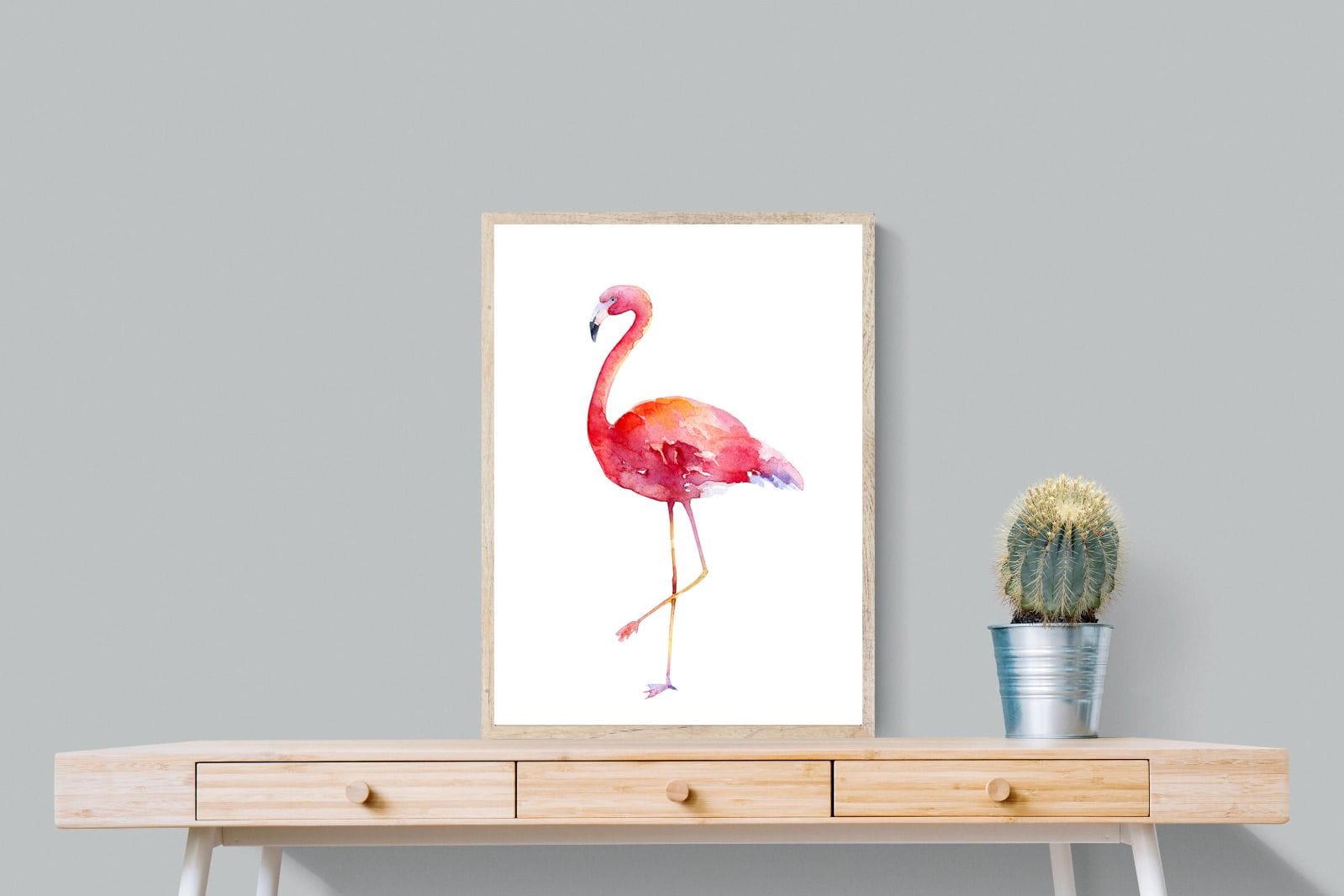 Watercolour Flamingo #2-Wall_Art-60 x 80cm-Mounted Canvas-Wood-Pixalot