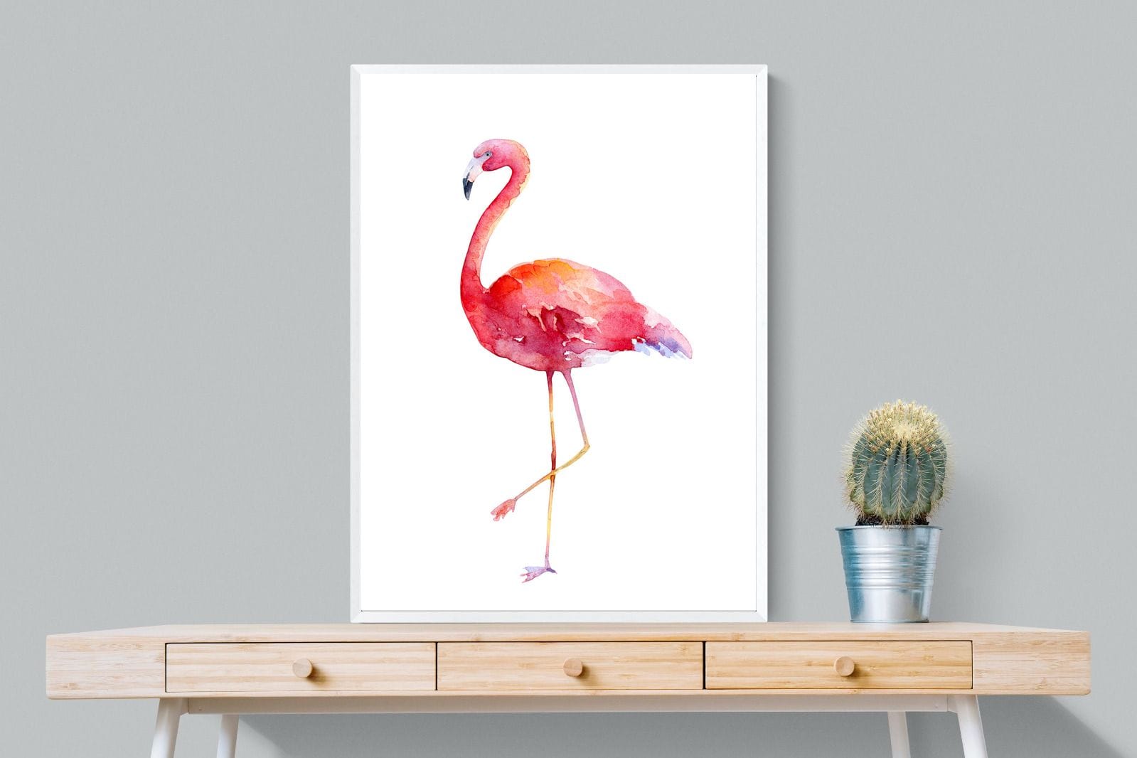 Watercolour Flamingo #2-Wall_Art-75 x 100cm-Mounted Canvas-White-Pixalot