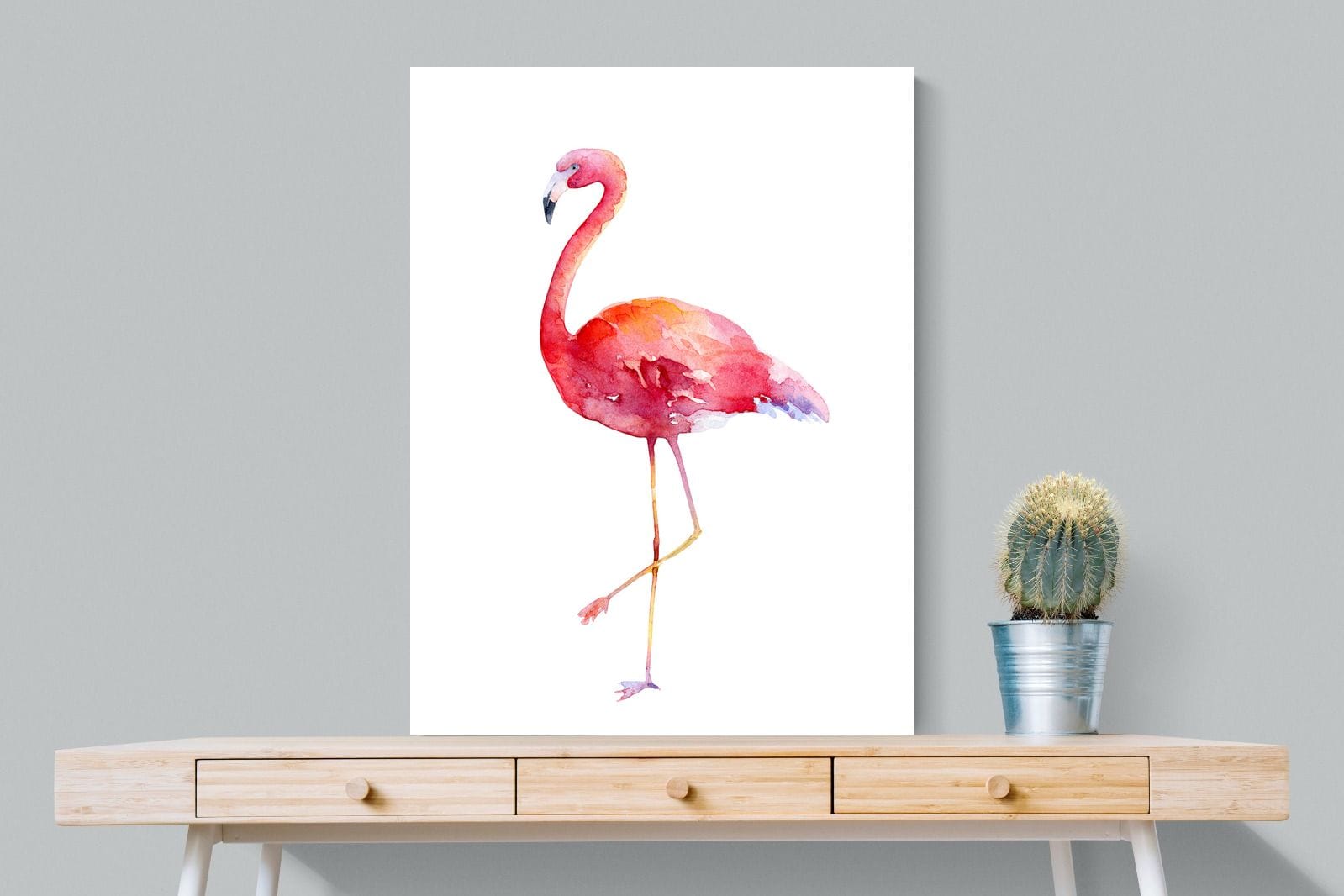 Watercolour Flamingo #2-Wall_Art-75 x 100cm-Mounted Canvas-No Frame-Pixalot