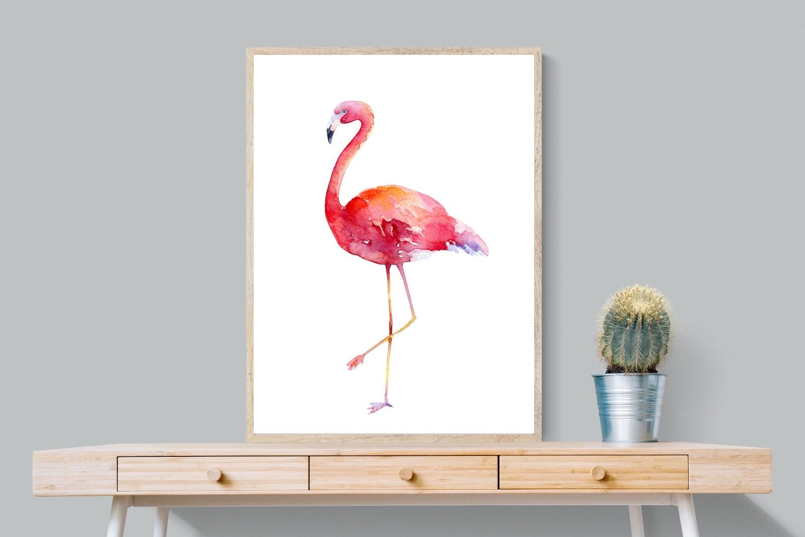 Watercolour Flamingo #2-Wall_Art-75 x 100cm-Mounted Canvas-Wood-Pixalot