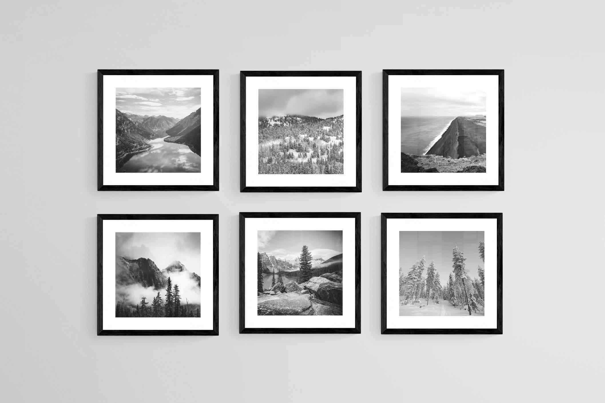 Wilderness Set-Wall_Art-30 x 30cm (x6)-Framed Print-Black-Pixalot