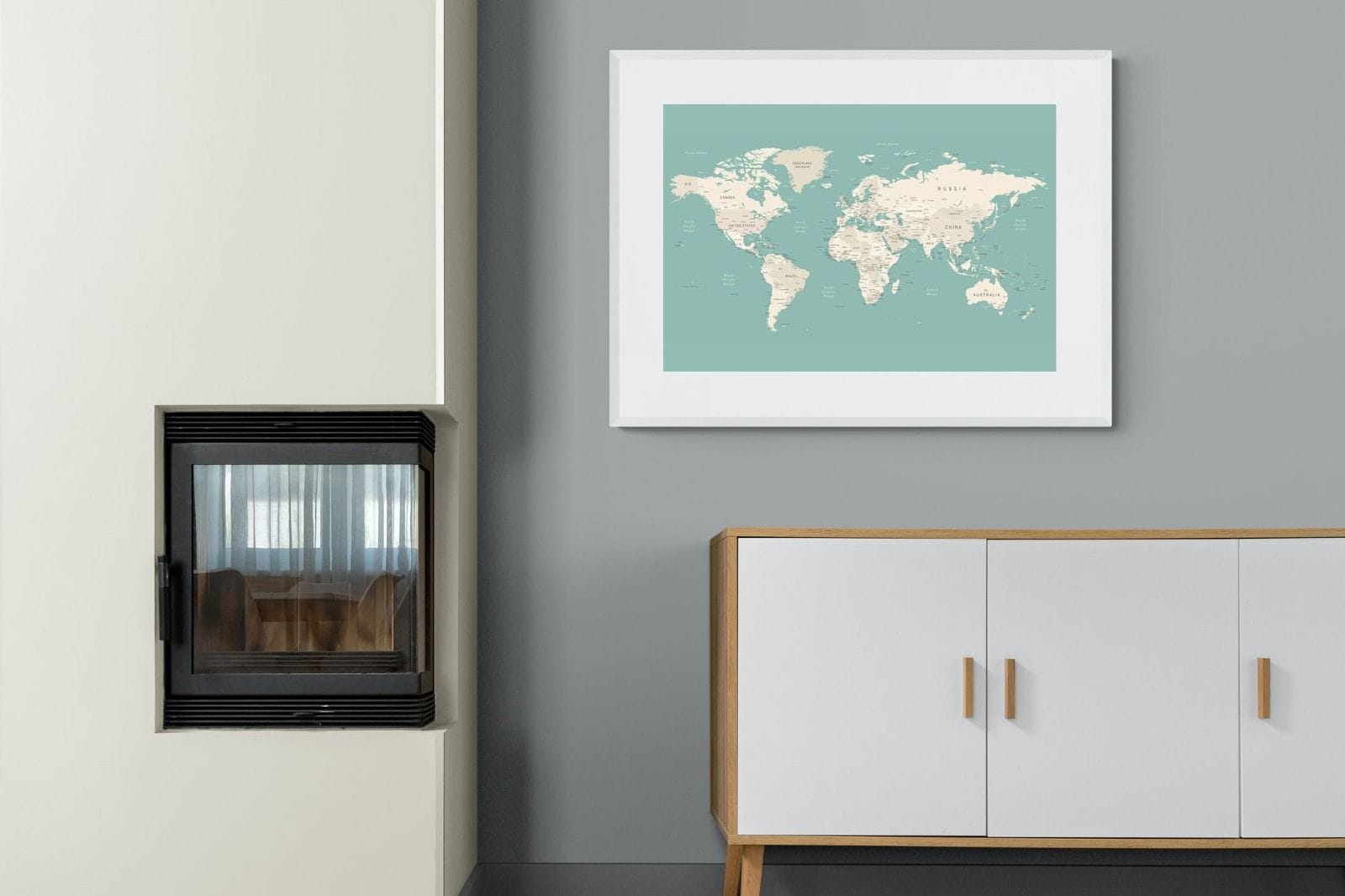 World Map-Wall_Art-100 x 75cm-Framed Print-White-Pixalot