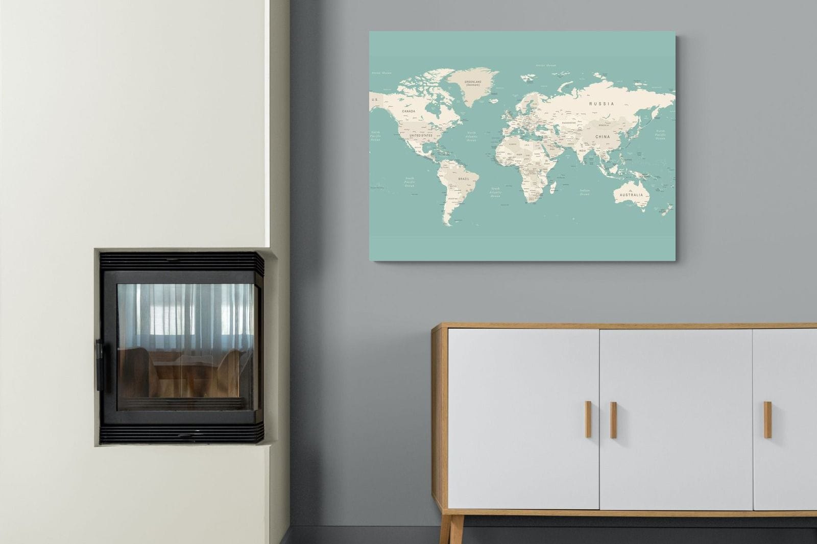 World Map-Wall_Art-100 x 75cm-Mounted Canvas-No Frame-Pixalot