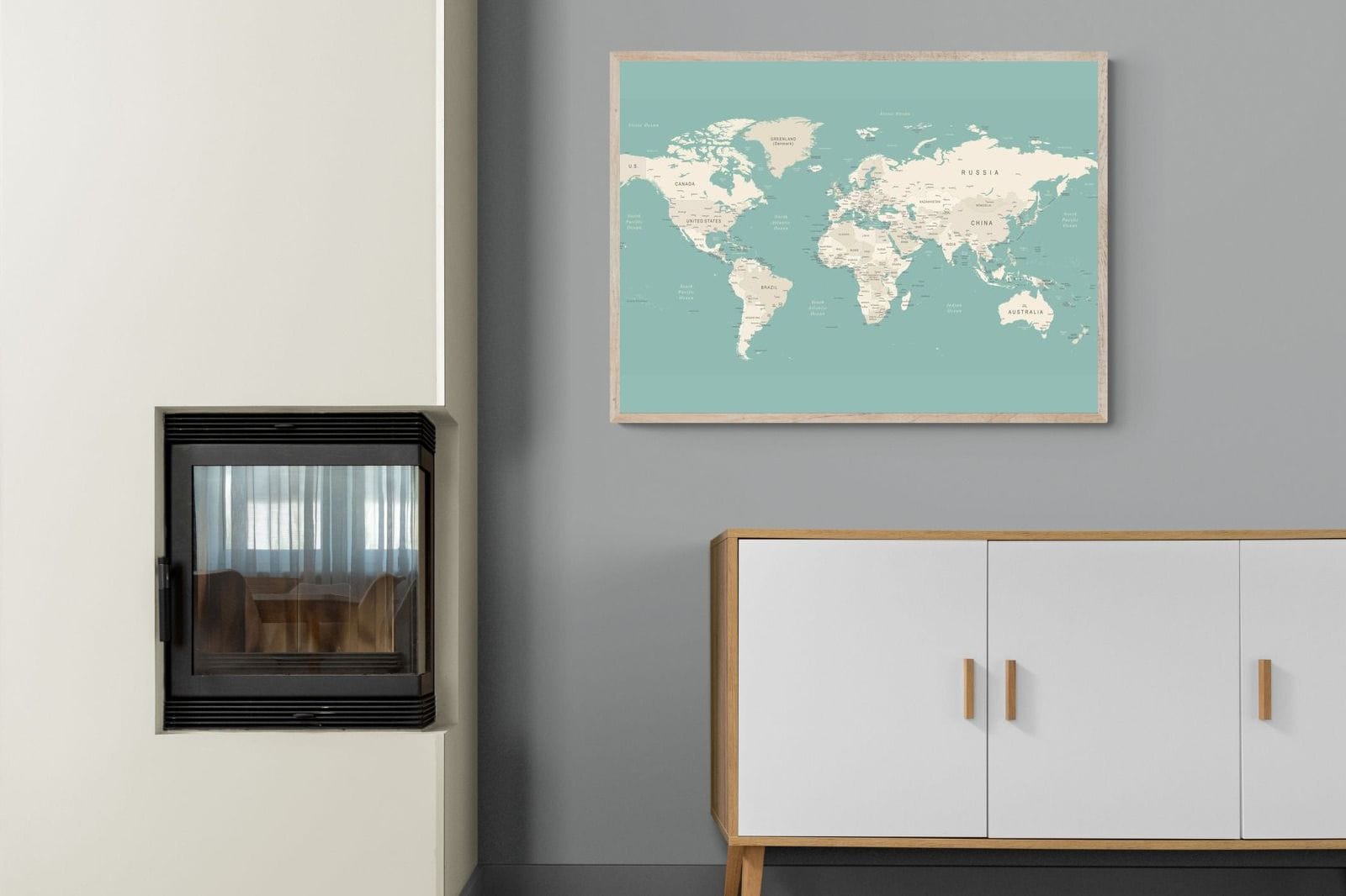 World Map-Wall_Art-100 x 75cm-Mounted Canvas-Wood-Pixalot