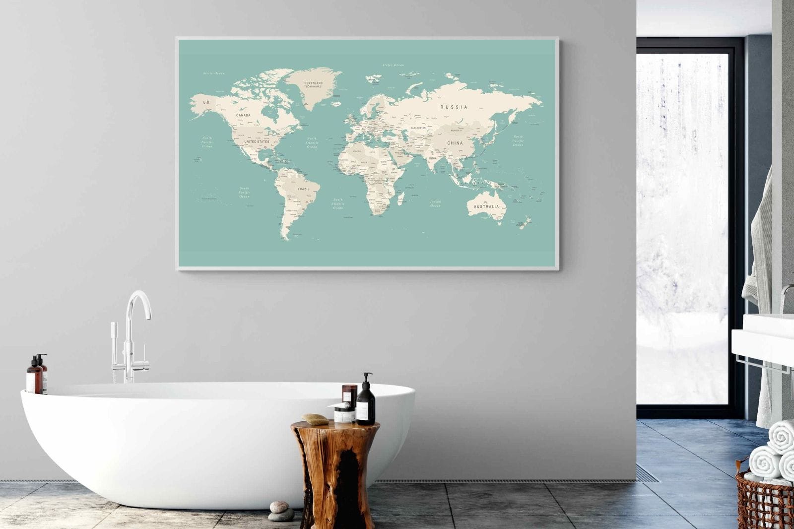 World Map-Wall_Art-180 x 110cm-Mounted Canvas-White-Pixalot