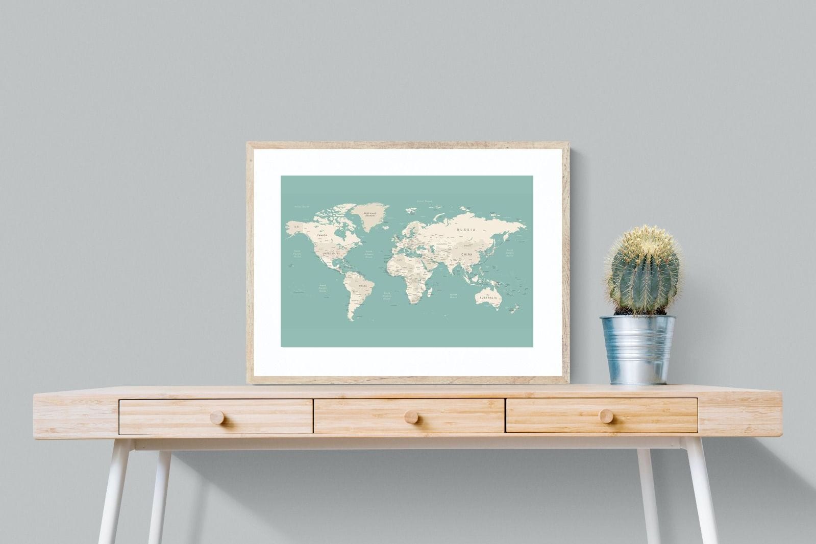 World Map-Wall_Art-80 x 60cm-Framed Print-Wood-Pixalot