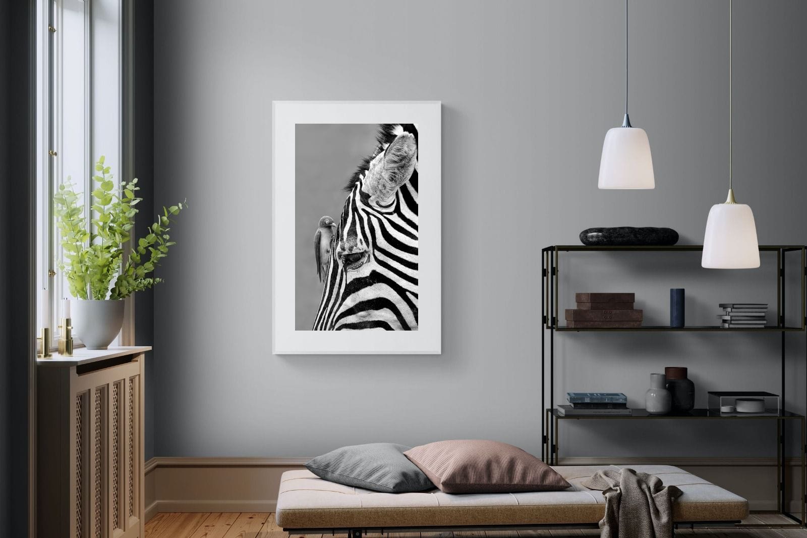 Zebra Sip-Wall_Art-100 x 150cm-Framed Print-White-Pixalot