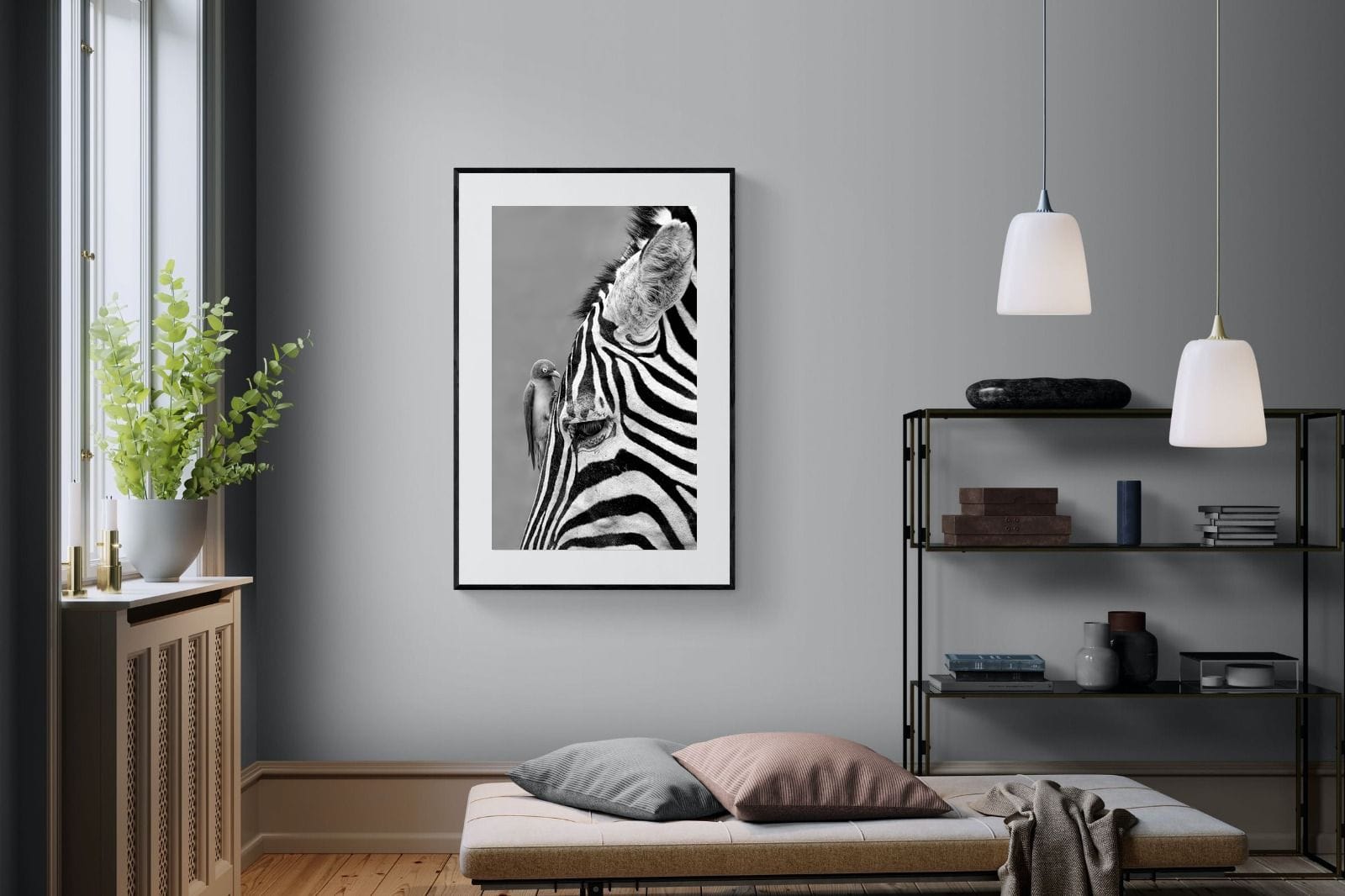 Zebra Sip-Wall_Art-100 x 150cm-Framed Print-Black-Pixalot