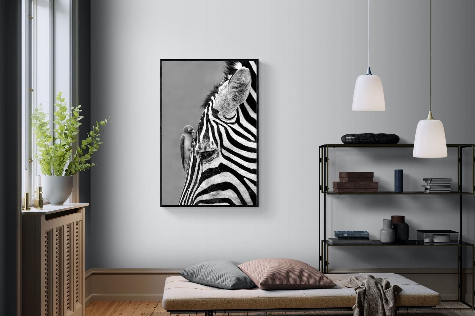 Zebra Sip-Wall_Art-100 x 150cm-Mounted Canvas-Black-Pixalot