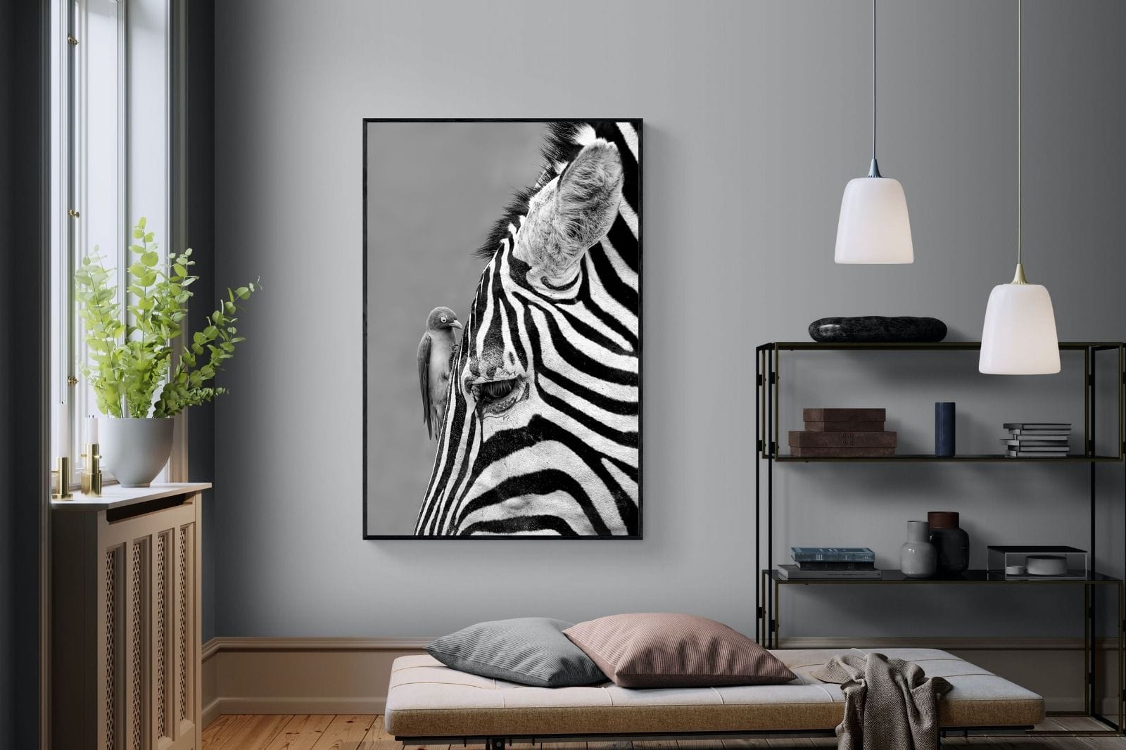 Zebra Sip-Wall_Art-120 x 180cm-Mounted Canvas-Black-Pixalot
