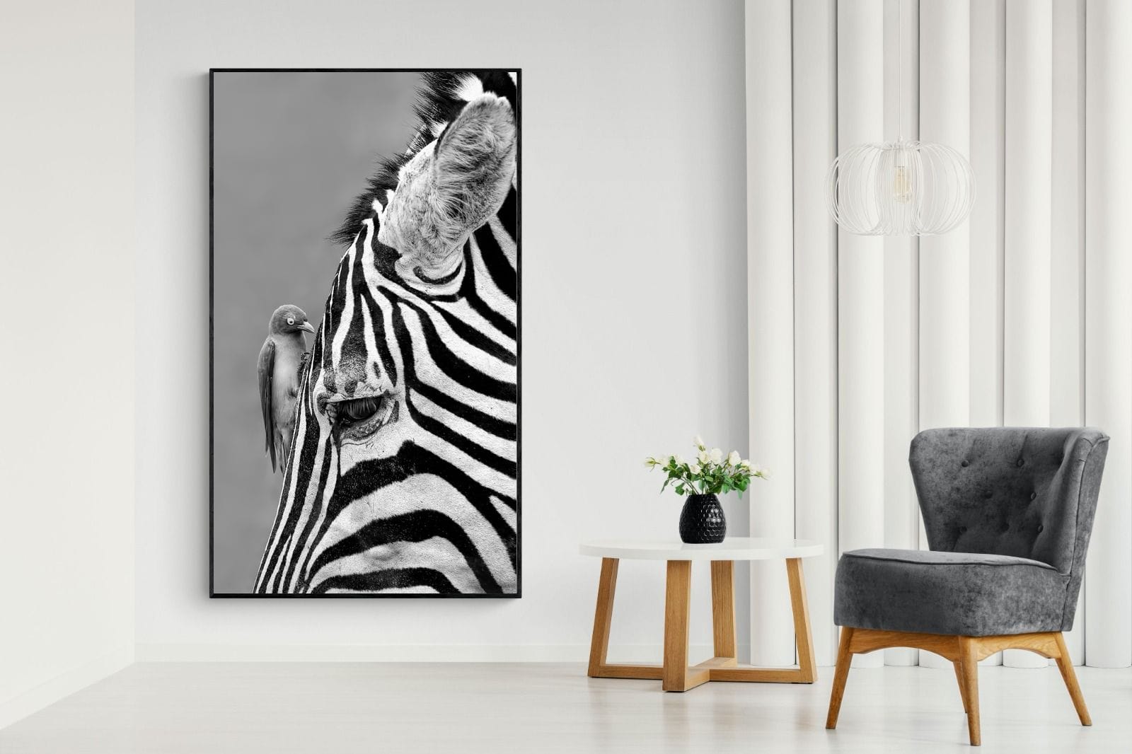 Zebra Sip-Wall_Art-130 x 220cm-Mounted Canvas-Black-Pixalot