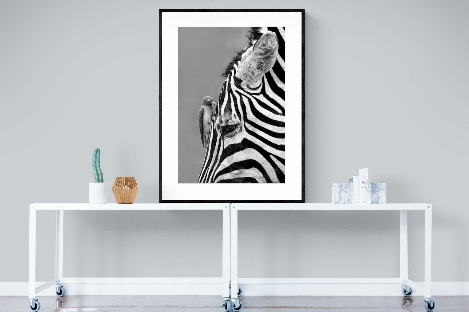 Zebra Sip-Wall_Art-90 x 120cm-Framed Print-Black-Pixalot