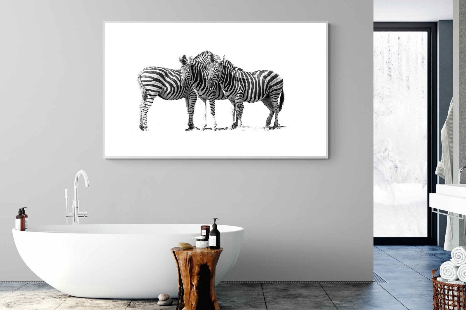 Zebra Trio-Wall_Art-180 x 110cm-Mounted Canvas-White-Pixalot