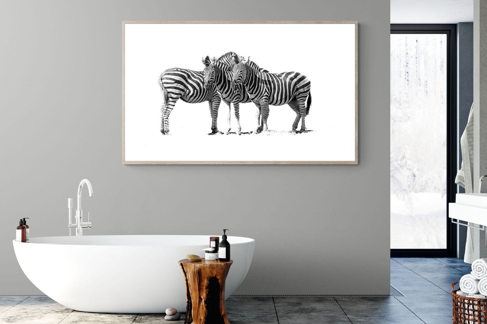 Zebra Trio-Wall_Art-180 x 110cm-Mounted Canvas-Wood-Pixalot