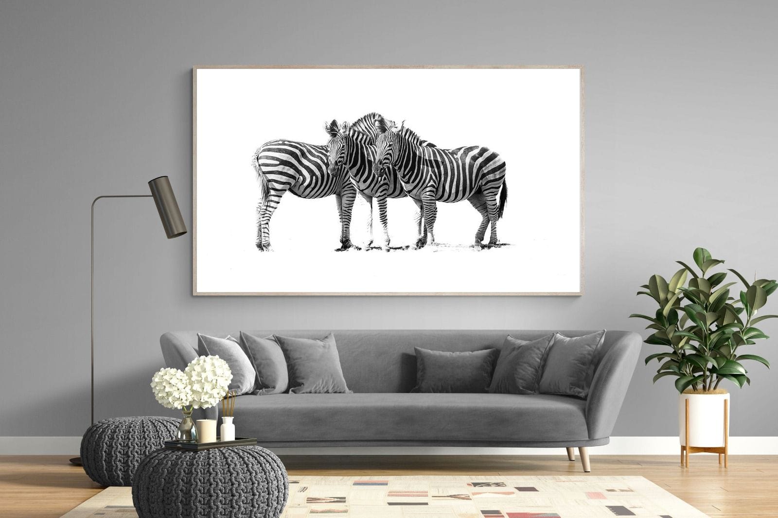 Zebra Trio-Wall_Art-220 x 130cm-Mounted Canvas-Wood-Pixalot